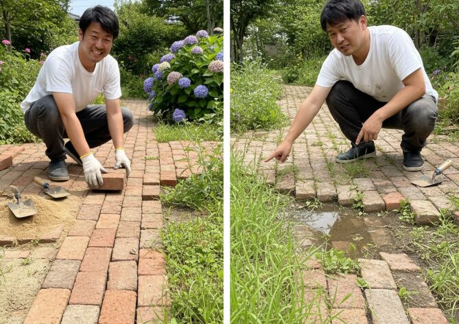 庭にレンガを置くだけDIYのメリット・デメリット