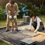 庭の土の上にジョイントタイルを敷くには置くだけではダメ？整地が鍵