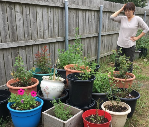 植木鉢の統一感がなくダサい印象に