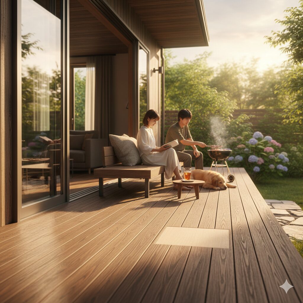 おしゃれなウッドデッキや人工木の縁台