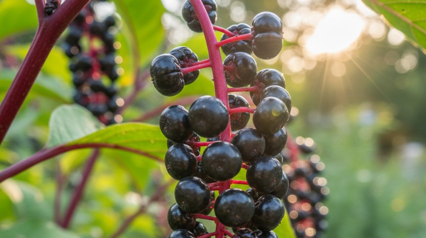 まるで熱帯植物？ヨウシュヤマゴボウの赤