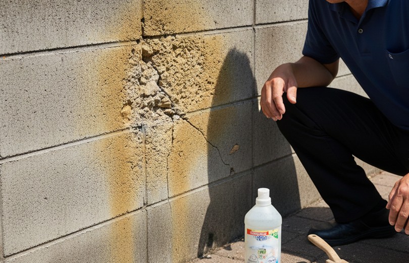 ハイターはコンクリートの変色や劣化を招く