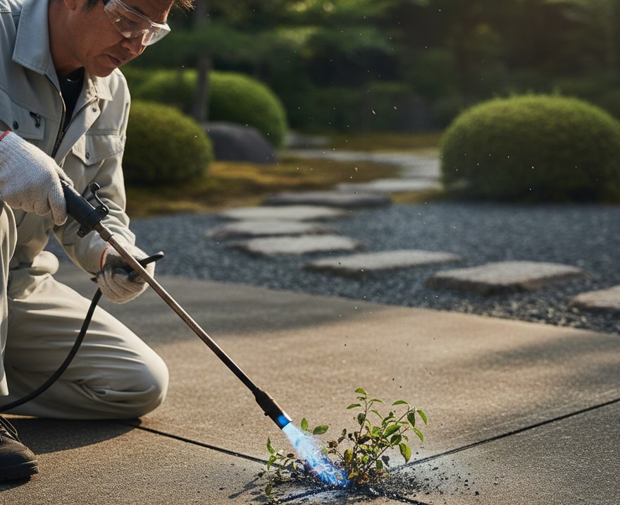 バーナーで焼却して種子ごと処理する方法