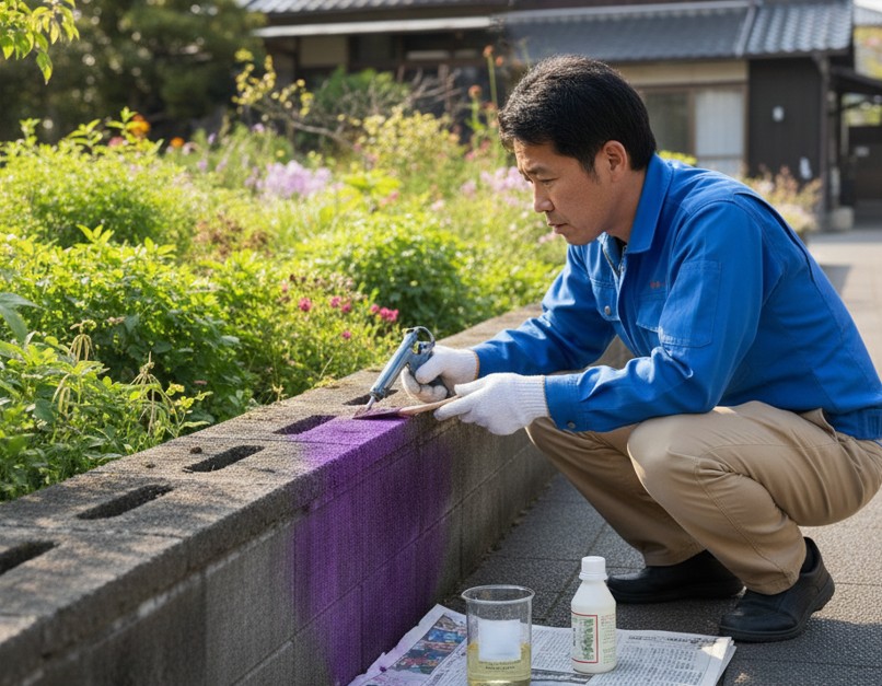 ブロック塀の黒ずみやサビ汚れの除去方法