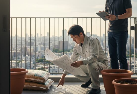 ベランダの耐荷重と排水口のチェック