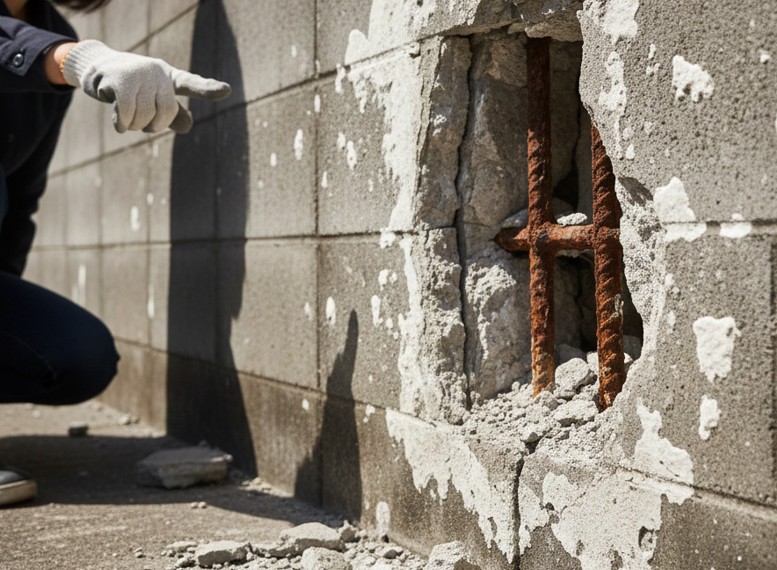 塩害でコンクリートがボロボロになる