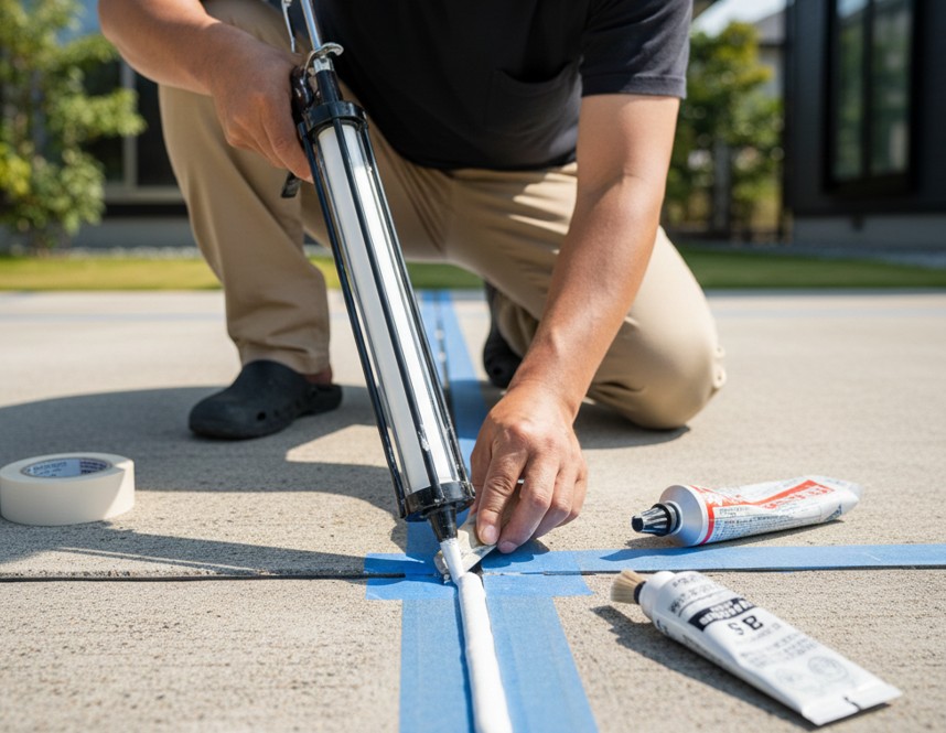 変成シリコンやコーキングで目地を塞ぐ手順