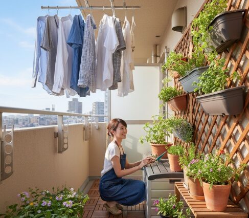 狭いベランダで洗濯物とガーデニングを両立！安全ルールと空間活用術