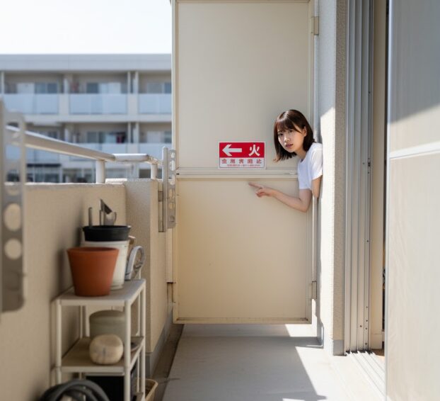 隔て板の前は避難経路.