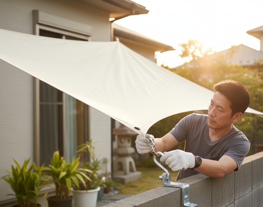 すだれやシェードを掛ける際の注意点