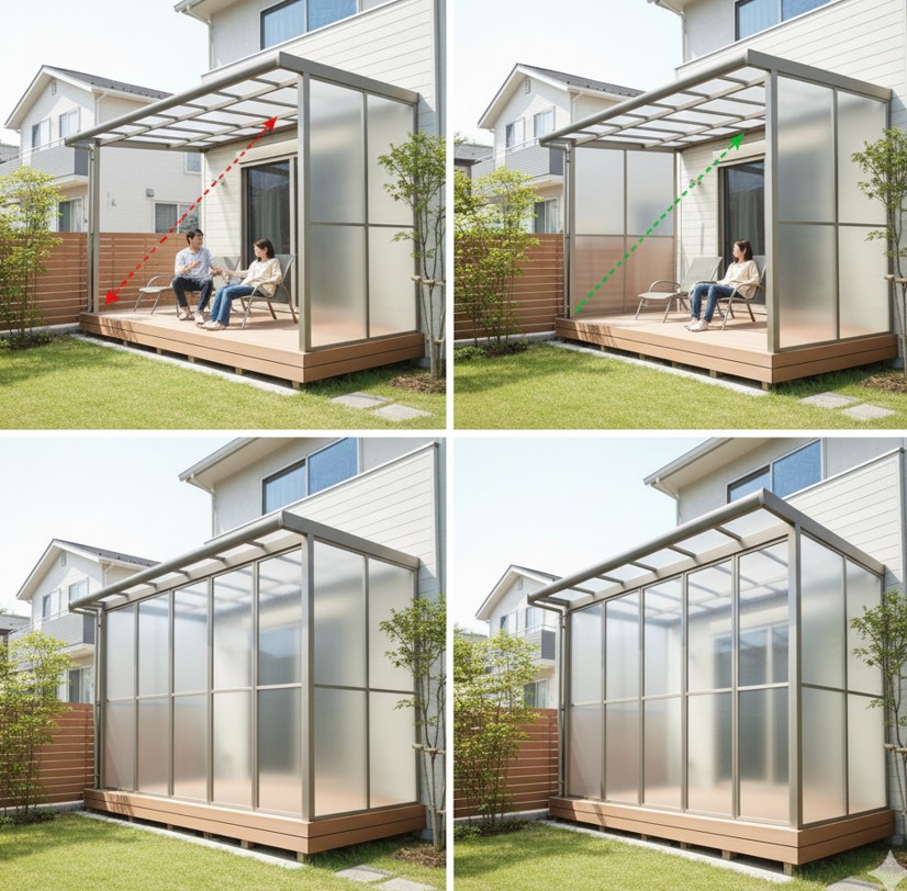 テラス屋根とサイドパネルの活用