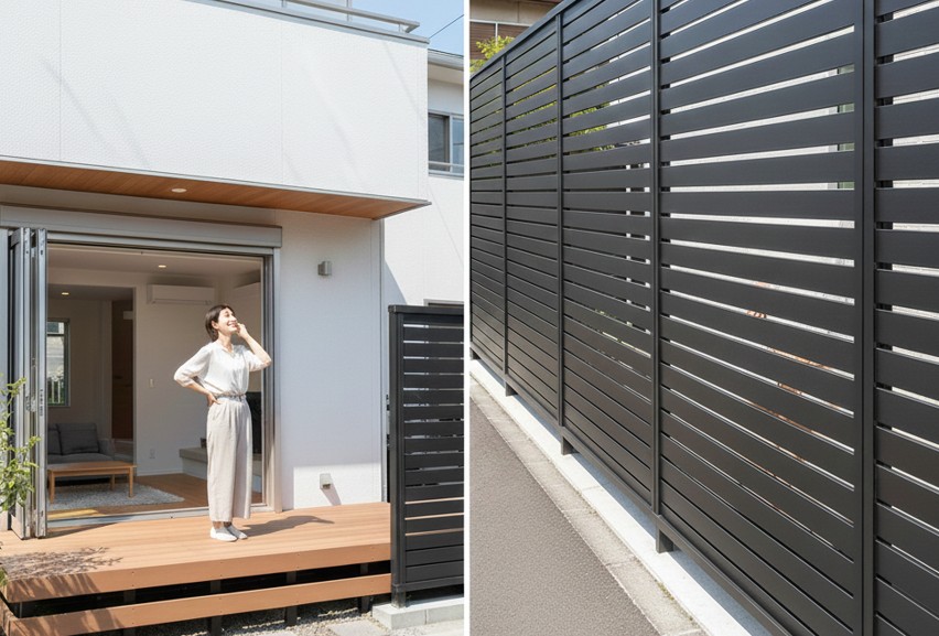 ルーバーフェンスで風の道を作る