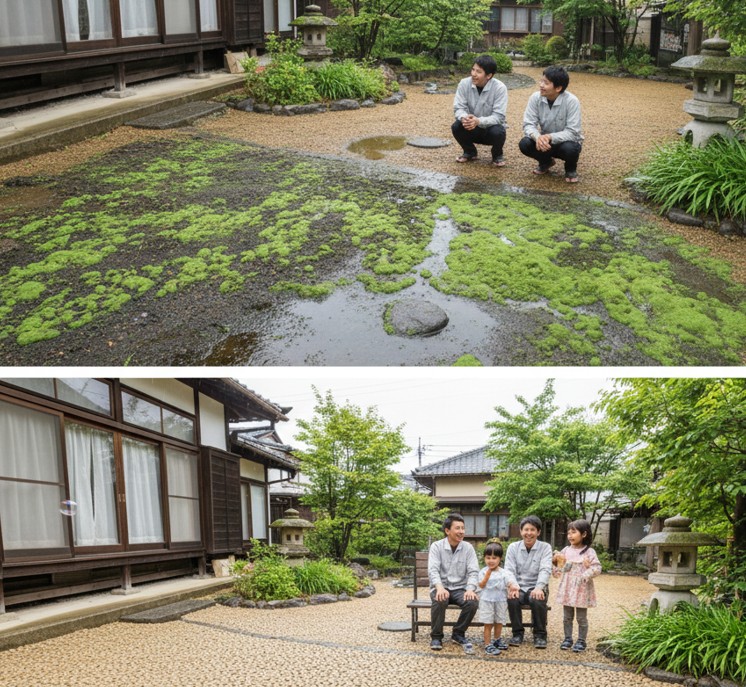 庭の土が緑色になる悩みの解決策