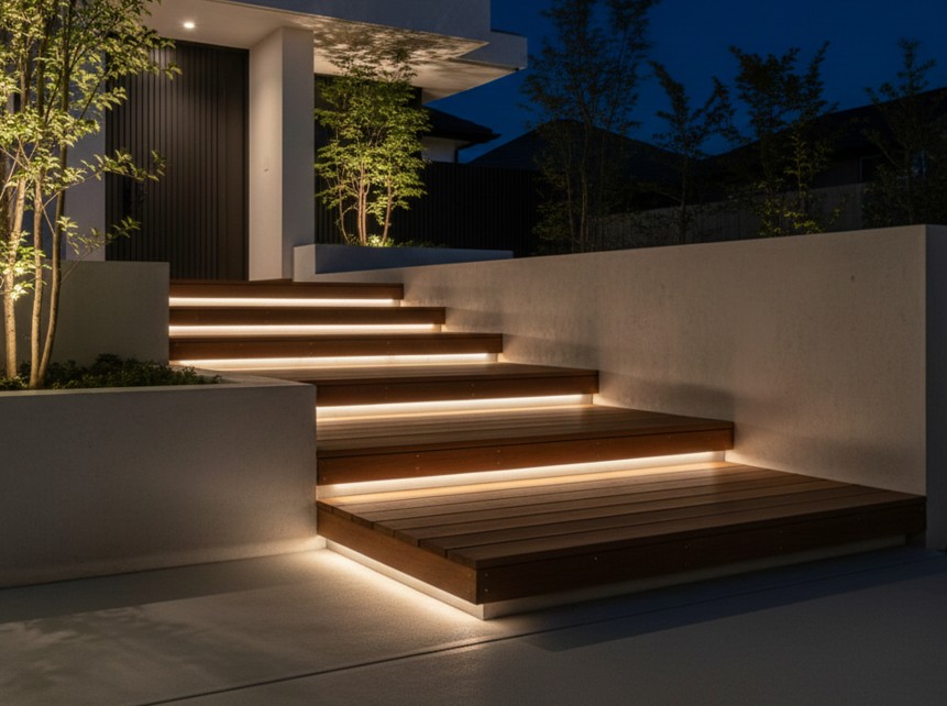 浮き階段でおしゃれなデザインを実現