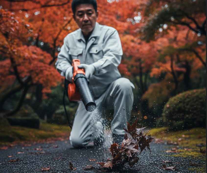 濡れた落ち葉を剥がす風速の重要性