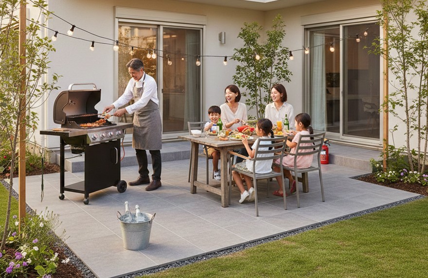 耐久性と清掃性に優れたタイルのデッキを導入