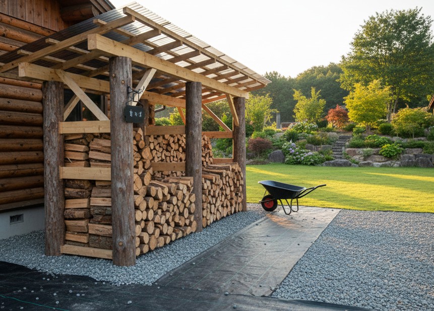 薪棚の配置とデザインの工夫