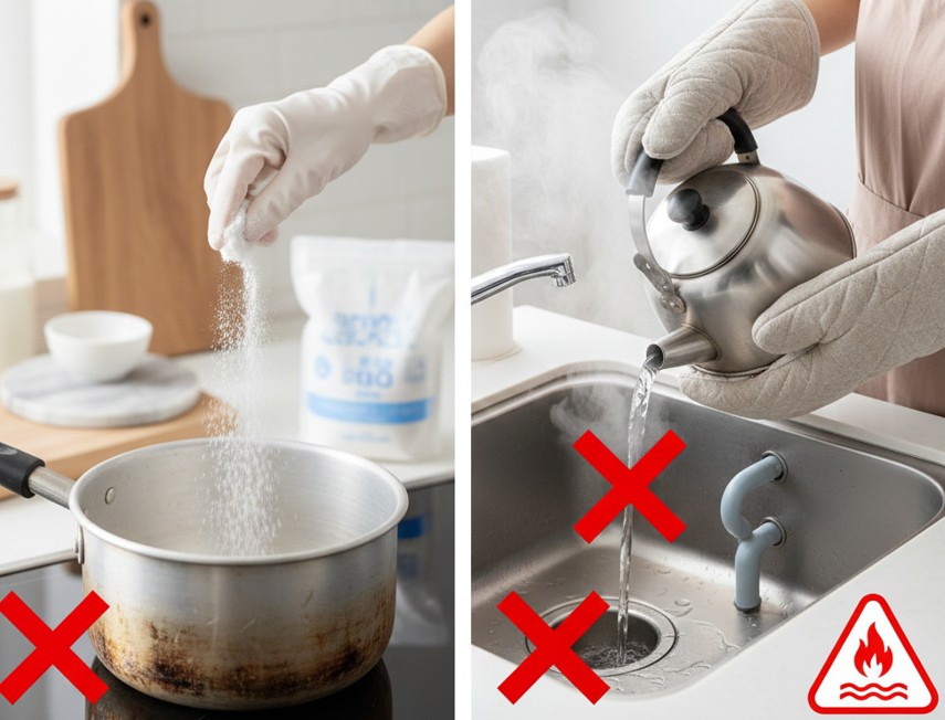 重曹や熱湯を使う際の注意点