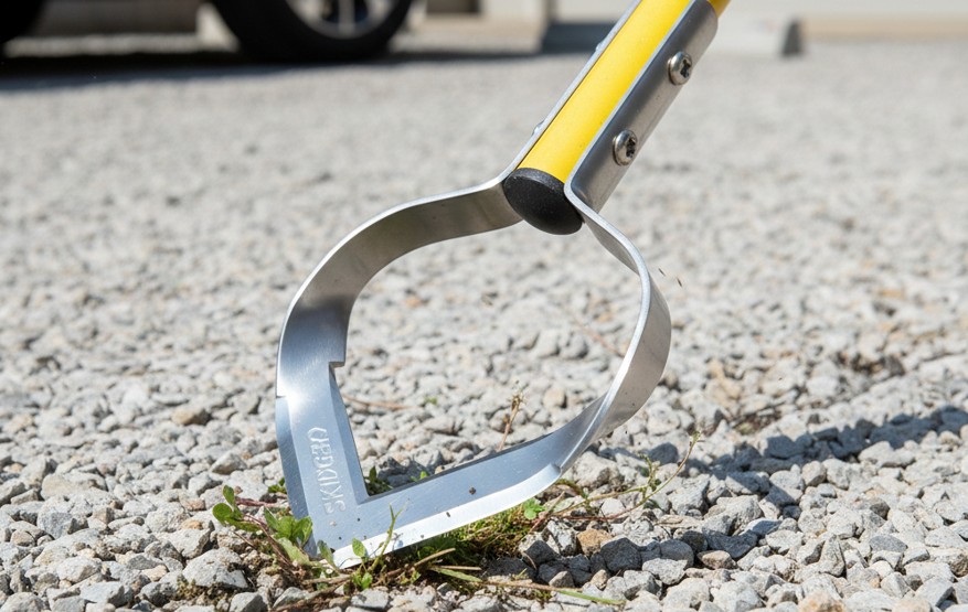砂利の駐車場でも活躍する独自の刃の形状