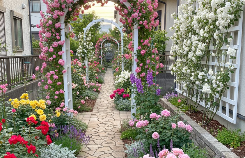 狭い庭を広く見せるレイアウトと色彩の視覚効果