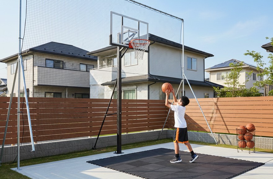 ボール流出を防ぐ防球ネットの設置範囲