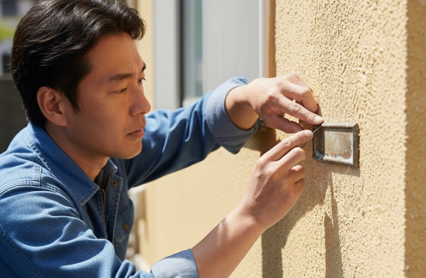 劣化した古い表札の安全な外し方と清掃方法