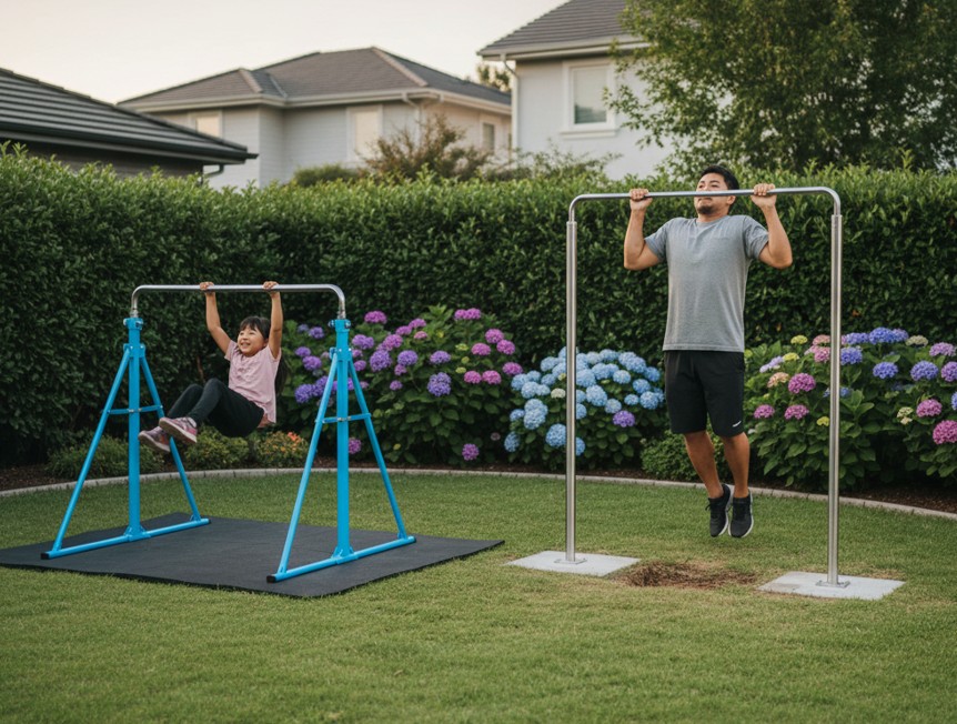 屋外でも使える折りたたみ式と据置型鉄棒の違い