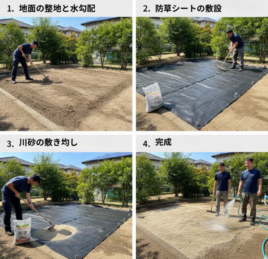 庭のぬかるみ防止に役立つ川砂のDIY施工の手引き