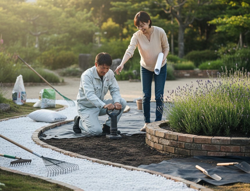 庭の砂利と花壇をDIY！失敗を防ぐ敷き方手順│砂利の種類や費用相場