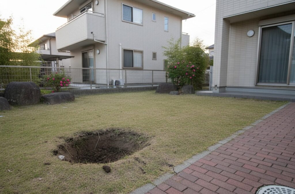 庭の陥没の埋め戻し費用は？原因や自分で直す方法を徹底解説