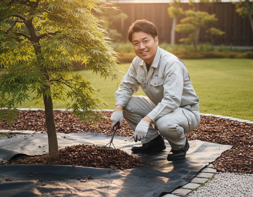 植木周りの美観を損なわないシートの敷き方