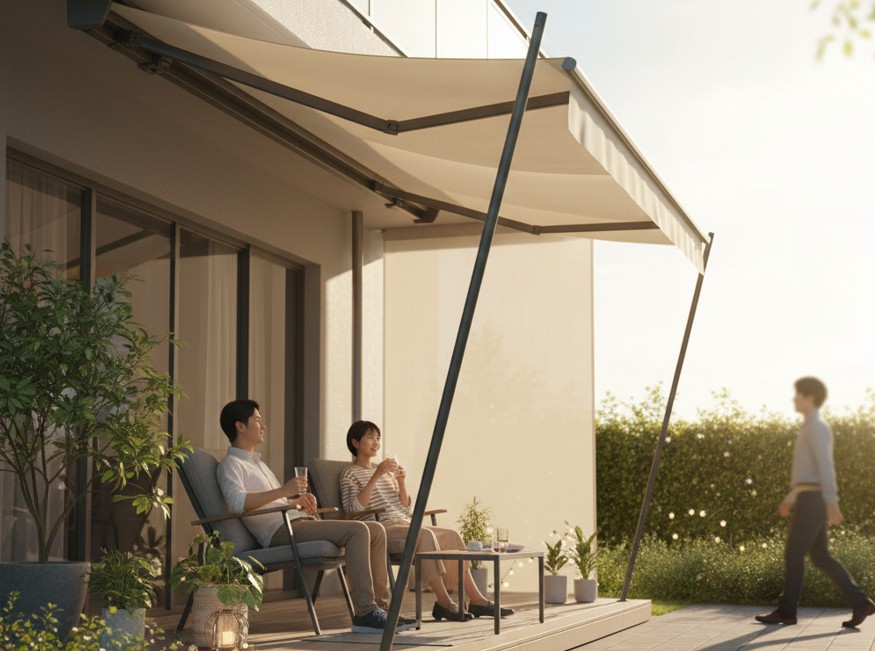 穴を開けない「突っ張り式」と「自立シェード」