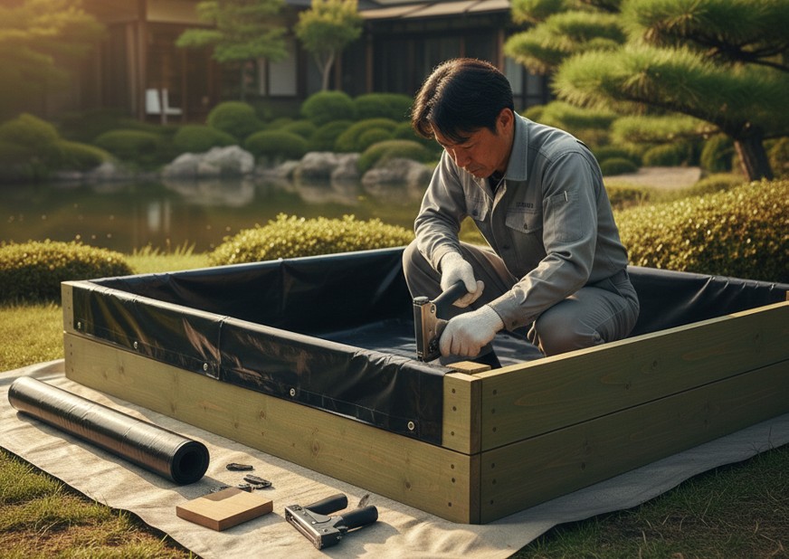 排水性を高めるレイズドベッドの設計と防水シート