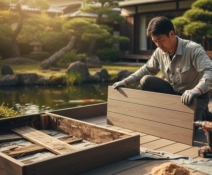 寿命が長く腐らない人工木への交換という選択肢