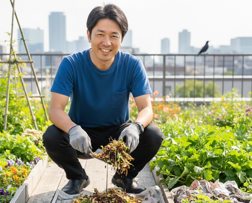 窒素飢餓を防ぐ炭素窒素比のバランス調整