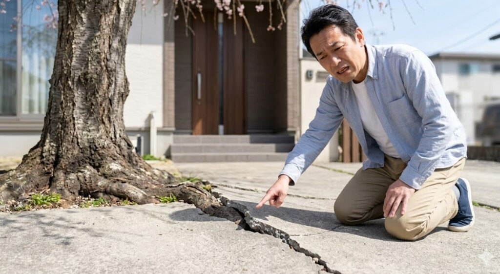 コンクリートをも持ち上げる根のパワー