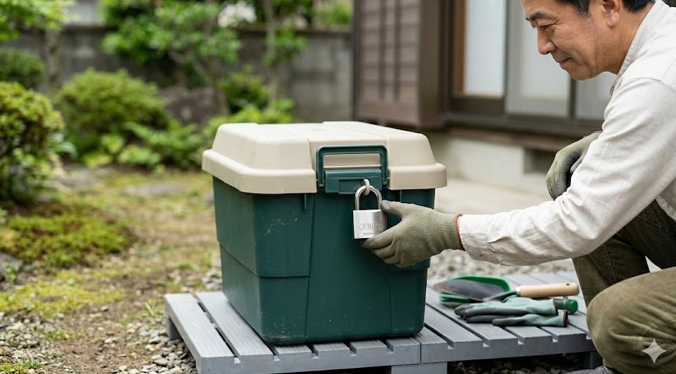鍵付き屋外収納の安心感