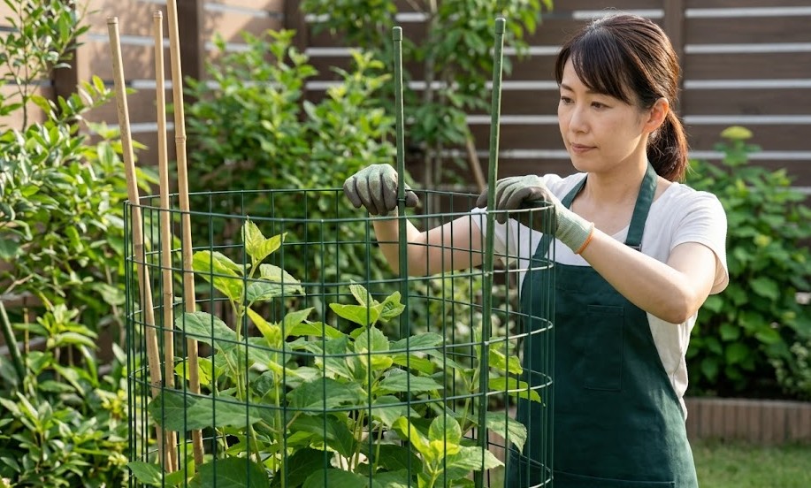 倒れるのを防ぐワイヤーメッシュや支柱の活用術