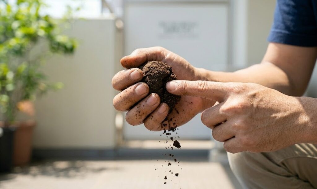 握り拳テストで加水調整し最適な水分量を保つ