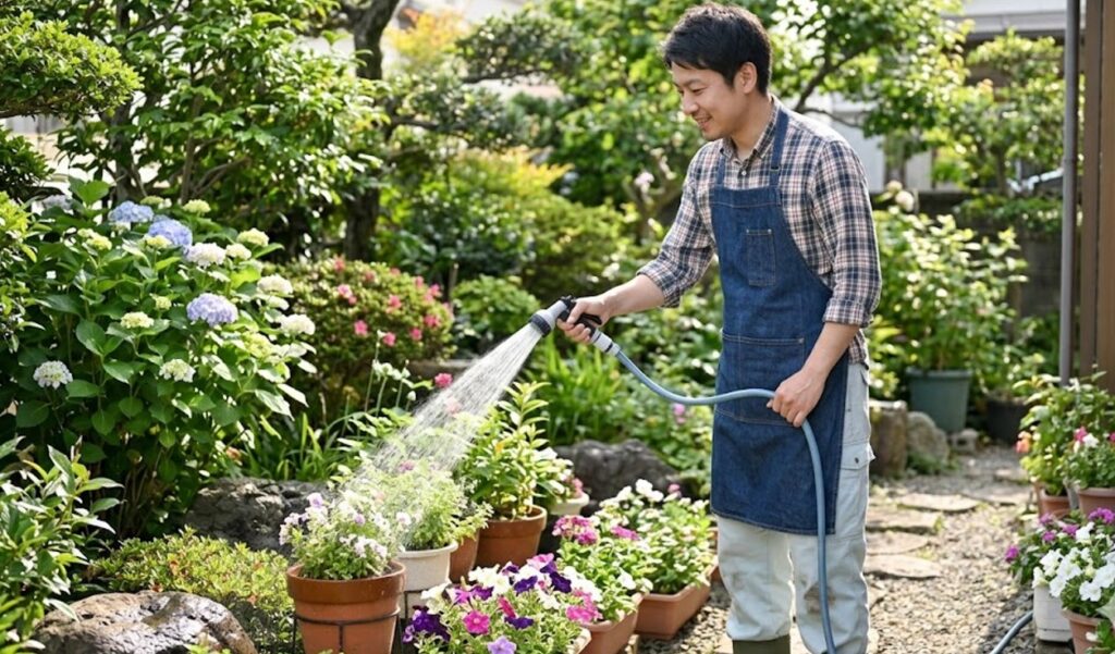 庭の水撒きの基本とコツを伝授!季節別の時間帯や道具の選び方を解説