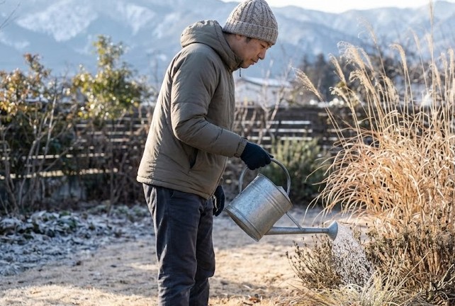 冬の乾燥と凍結から植物を守る午前中の管理