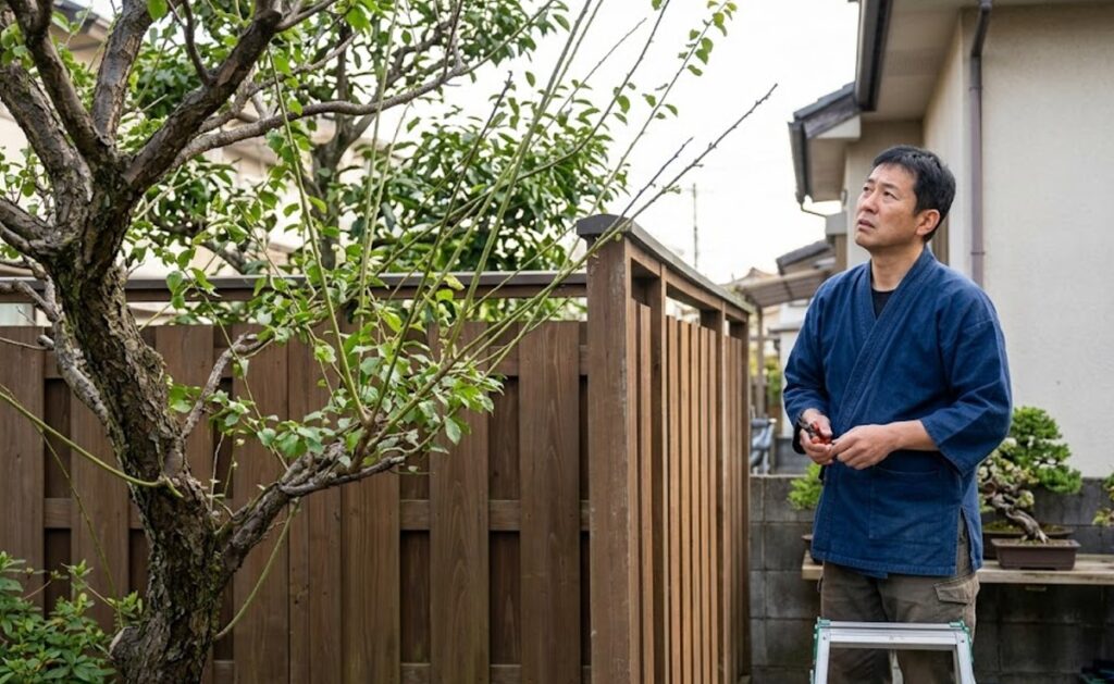 枝の異常な伸長による隣家との境界トラブル