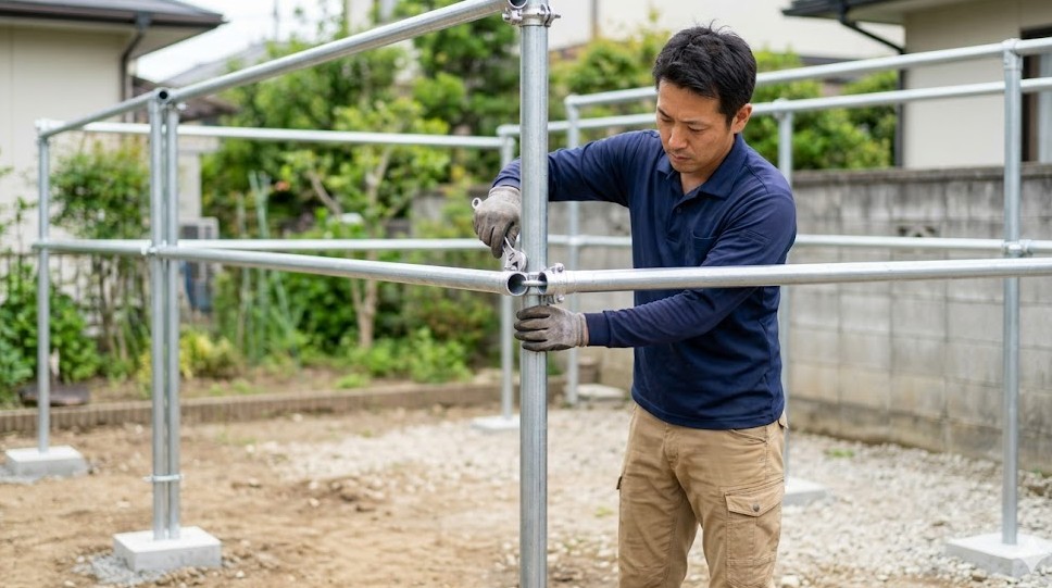 防球ネット自作と単管パイプ