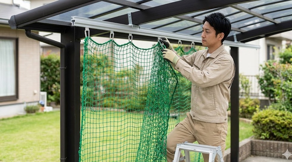 防球ネットカーテン式：自作の実践