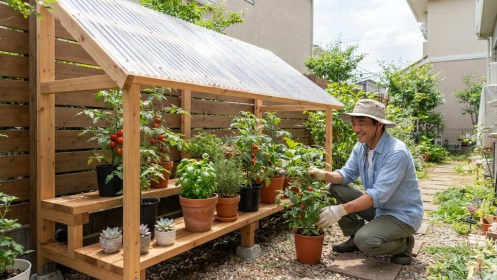 家庭菜園や多肉植物を守る雨よけの工夫