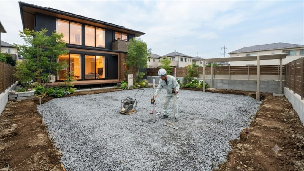 施工時に確認したい地盤調整と水はけの排水計画