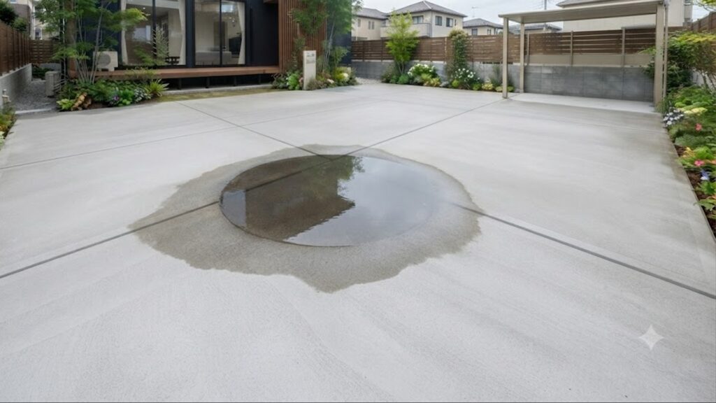 雨が降ると特定の場所に「水たまり」ができる